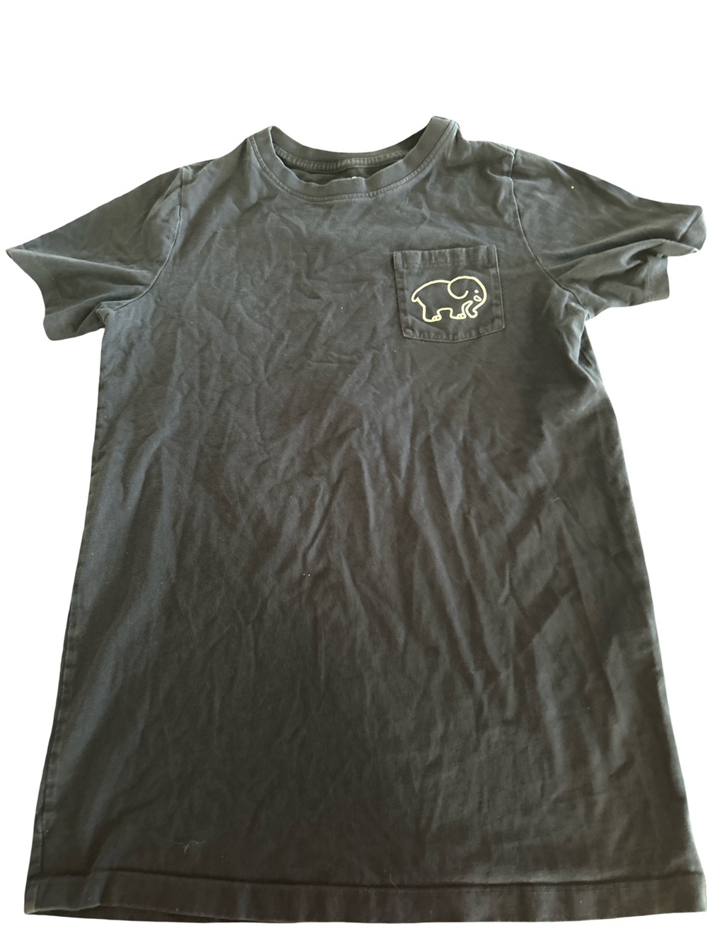 ivory ella Black Short Sleeve Pocket Tee with Elephant Outline